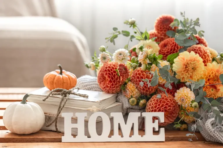 decoración otoñal con flores